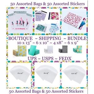 Boutique Shipping Bag Bundle⭐️100pcs Set 💐🆕💐 50 TY Stickers 50 Assorted Bags